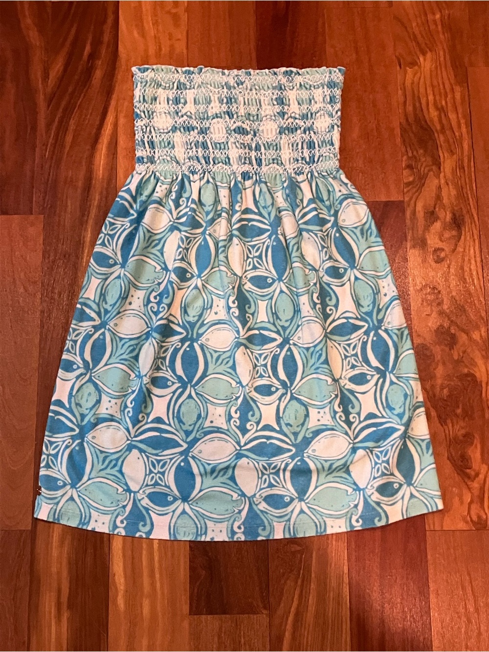 Lilly Pulitzer Strapless Blue & White Patterned Sundress